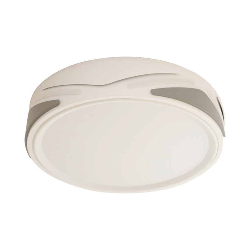 Modern Led Flush Light Fixture - 18.5’/21.5’ Wide White Ceiling Mount Round Metal Shade