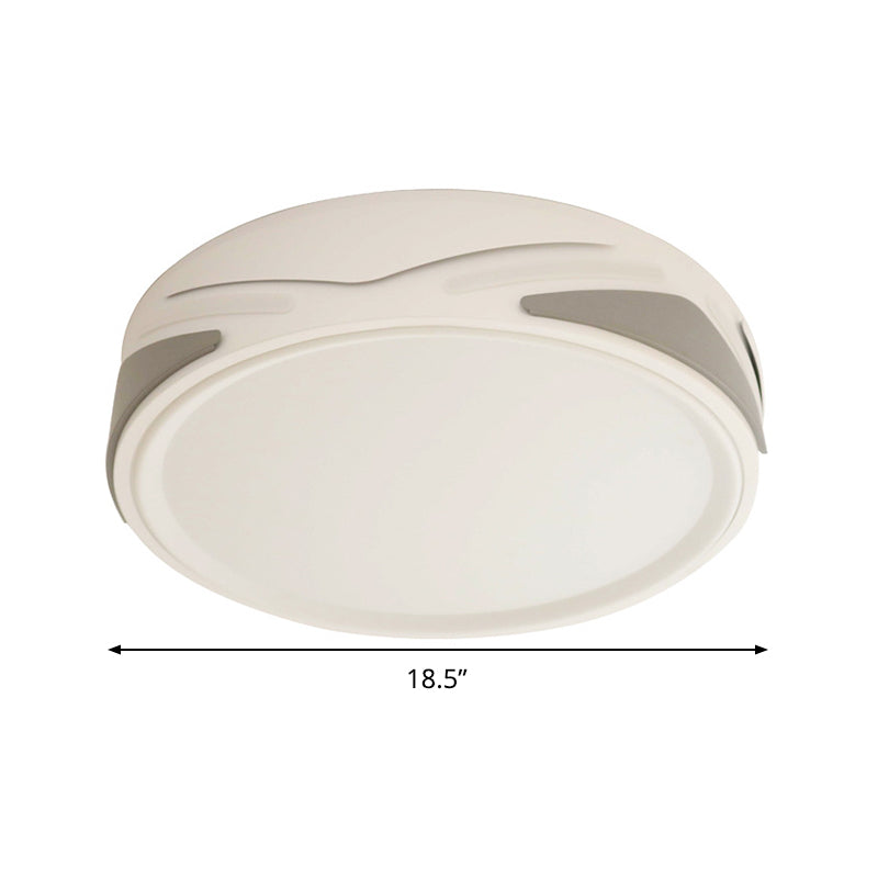 Modern Led Flush Light Fixture - 18.5/21.5 Wide White Ceiling Mount Round Metal Shade