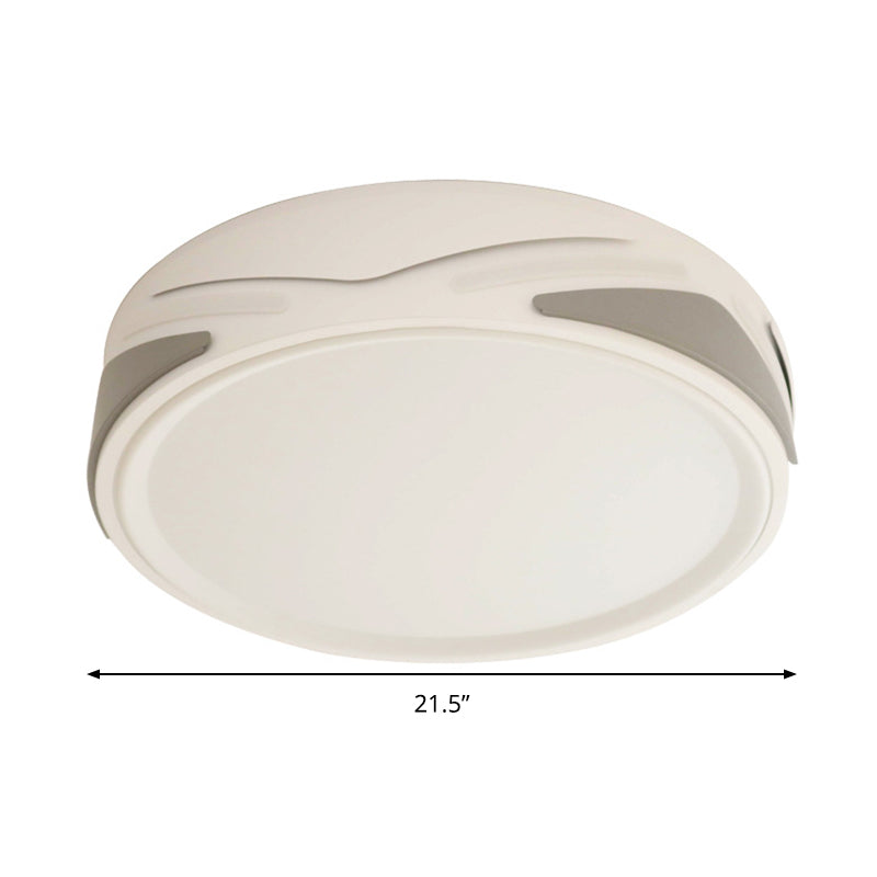 Modern Led Flush Light Fixture - 18.5’/21.5’ Wide White Ceiling Mount Round Metal Shade