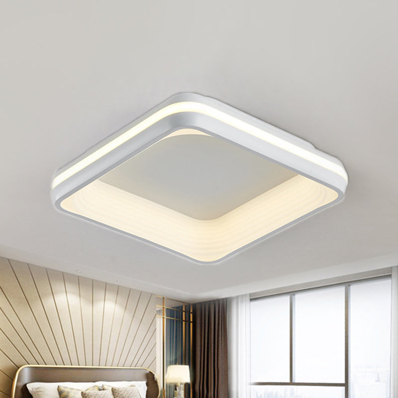 Simple Style Metal Square Flush Light - 19’ Or 25’ Wide Led Ceiling Mounted Fixture With