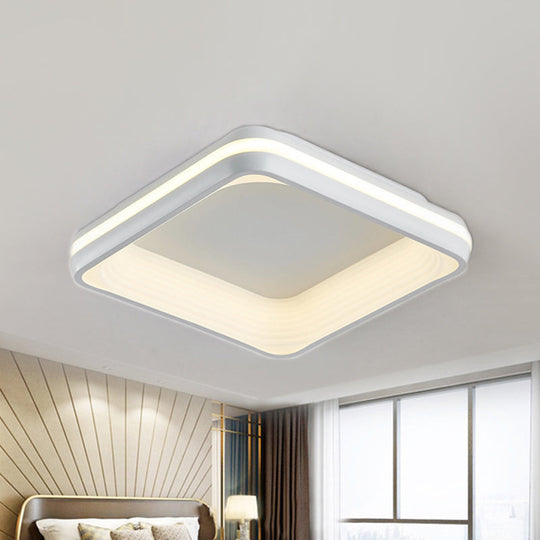Simple Style Metal Square Flush Light - 19 Or 25 Wide Led Ceiling Mounted Fixture With Stepless