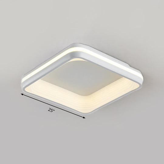 Simple Style Metal Square Flush Light - 19 Or 25 Wide Led Ceiling Mounted Fixture With Stepless