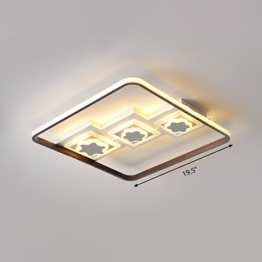 Modern Geometric Led Flush Mount Ceiling Lamp In Black - 19.5/37.5 Wide