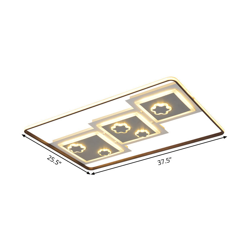 Modern Geometric Led Flush Mount Ceiling Lamp In Black - 19.5’/37.5’ Wide