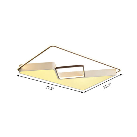 Modern White Rectangle Led Ceiling Light For Living Room - 19.5/37.5/42 Wide