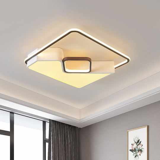 Modern White Rectangle Led Ceiling Light For Living Room - 19.5/37.5/42 Wide / 19.5