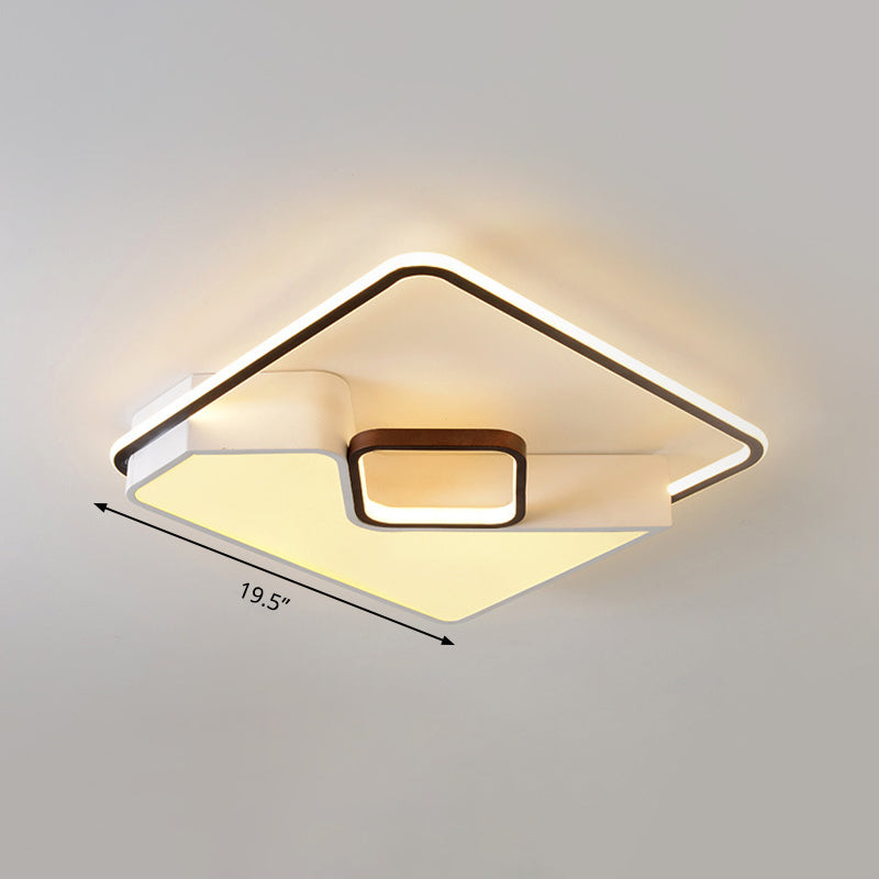 Modern White Rectangle Led Ceiling Light For Living Room - 19.5’/37.5’/42’ Wide