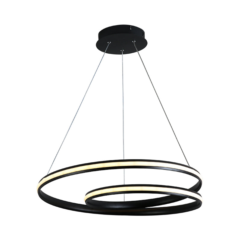 Contemporary Metal Black Chandelier - Seamless Curve Design Led Pendant Light (18’/23.5’/30’