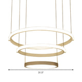 White Double Ring Chandelier With Led Hanging Ceiling Light - Simple Style Warm/White