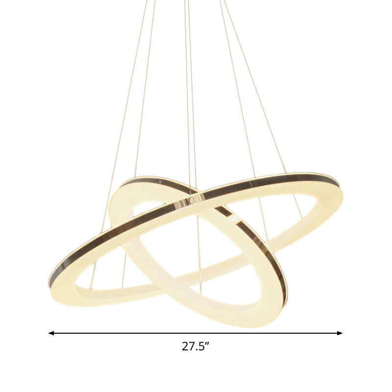 Modern Chrome Orbit Led Chandelier - Simple Style Metal Hanging Lamp In Warm/White/Natural Light