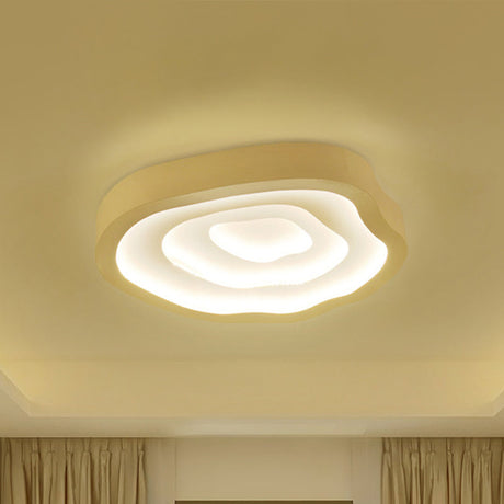 Minimalist White Led Flush Mount Lamp - 21’/25’ Wide Tree - Ring Ceiling Light With 3 Color Options