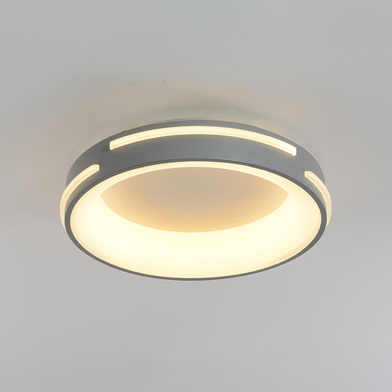 Modern Gray Circle Led Ceiling Light Fixture Warm/White Lighting 18.5’/24.5’ Wide