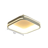Modern Gray Square Metal Ceiling Mount Led Flush Lamp - 18.5/24.5 Wide; Warm/White Light