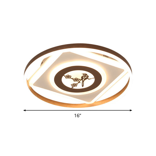 Acrylic Geometric Ceiling Mounted Light - 16’/19.5’ Wide Modern Coffee Led Flush In White