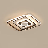 Modern Black Square Ceiling Led Flush Mount Lighting With Warm/3 Color Light - Acrylic Fixture
