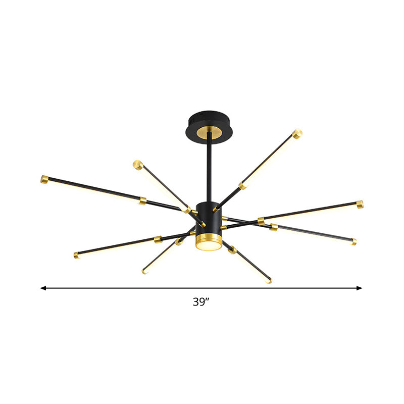 Sputnik Modern Hanging Chandelier - Metal Black Finish 6/8 Lights Warm/White Suspension Light