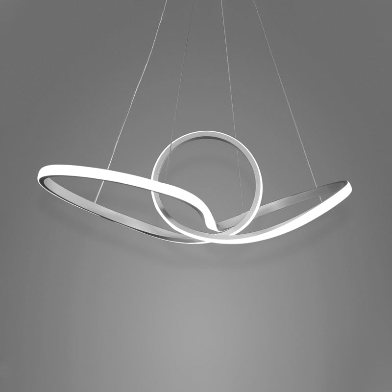 Minimalist Acrylic Led Pendant Chandelier - Seamless Curve Hanging Ceiling Light In Warm/White