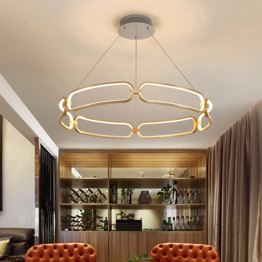 23.5’/31.5’ Minimalist Gold Led Pendant Chandelier - Metal Hanging Light With Adjustable