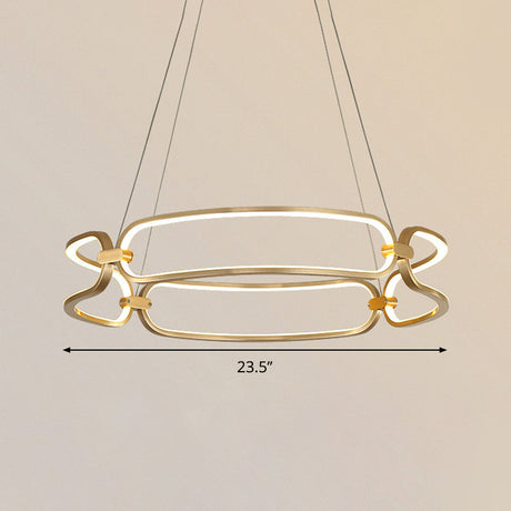 Minimalist Gold Metal Pendant Chandelier With Led - 23.5/31.5 Wide Bracelet Design