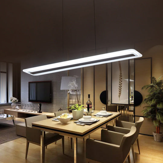 Sleek Black Panel Chandelier Light Fixture - Acrylic Led Hanging Lamp In Warm/White