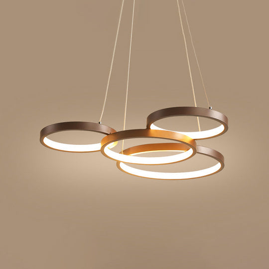Minimalist Acrylic Led Pendant Chandelier - Coffee Ring Hanging Ceiling Light (Warm/White)