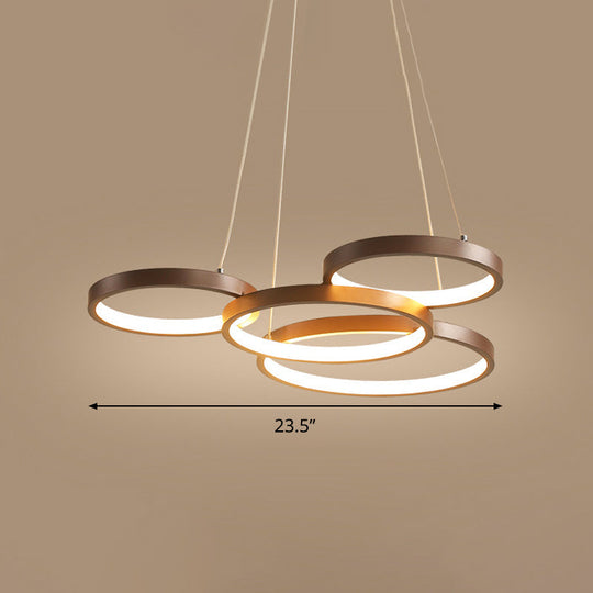 Minimalist Acrylic Led Pendant Chandelier - Coffee Ring Hanging Ceiling Light (Warm/White)