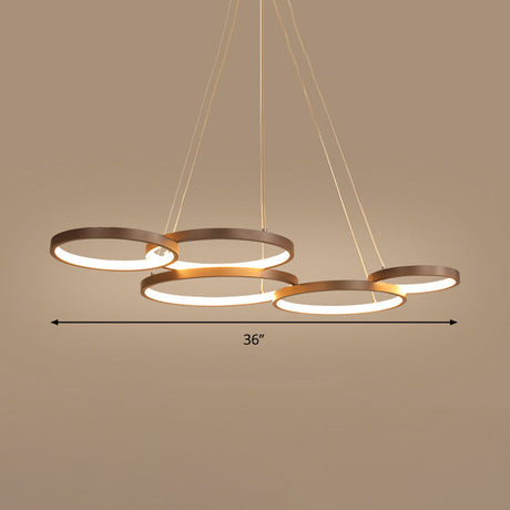 Simple Style Acrylic Led Chandelier Light Fixture - Coffee Circle Pendant (Warm/White)