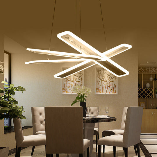 Modern Acrylic Led Ceiling Chandelier Rectangle Shape Warm/White Light