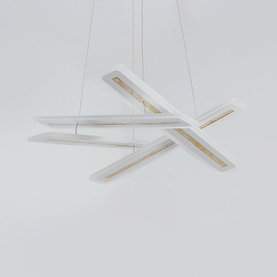 Modern Acrylic Led Ceiling Chandelier Rectangle Shape Warm/White Light