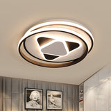 Contemporary Black Triangle Flush Mount Led Ceiling Light - 16.5/20.5 Wide Warm/3 Color Lighting /