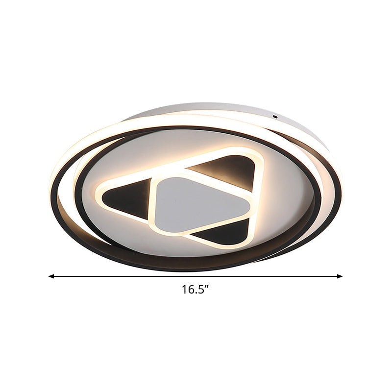Contemporary Black Triangle Flush Mount Led Ceiling Light - 16.5/20.5 Wide Warm/3 Color Lighting