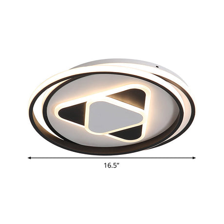 Contemporary Black Triangle Flush Mount Led Ceiling Light - 16.5’/20.5’ Wide Warm/3 Color Lighting