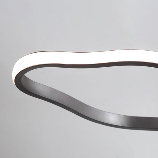 Modern Acrylic Coffee Wave Hanging Led Ceiling Light - 23.5’/36.5’/47’ Wide Warm/White