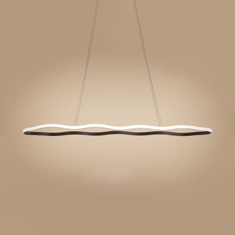 Modern Acrylic Coffee Wave Hanging Led Ceiling Light - 23.5’/36.5’/47’ Wide Warm/White