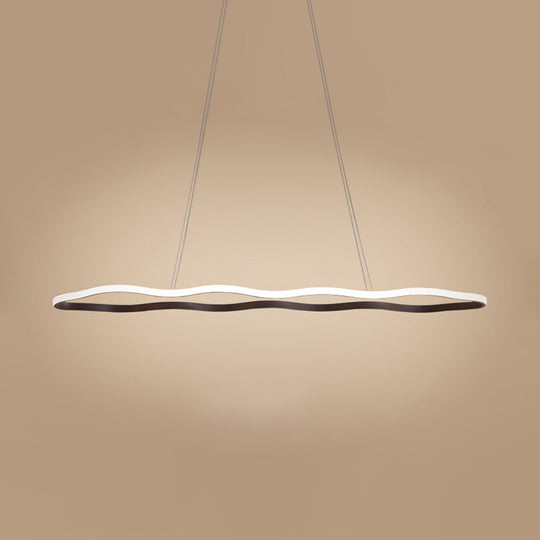 Modern Acrylic Coffee Wave Hanging Led Ceiling Light - 23.5’/36.5’/47’ Wide Warm/White