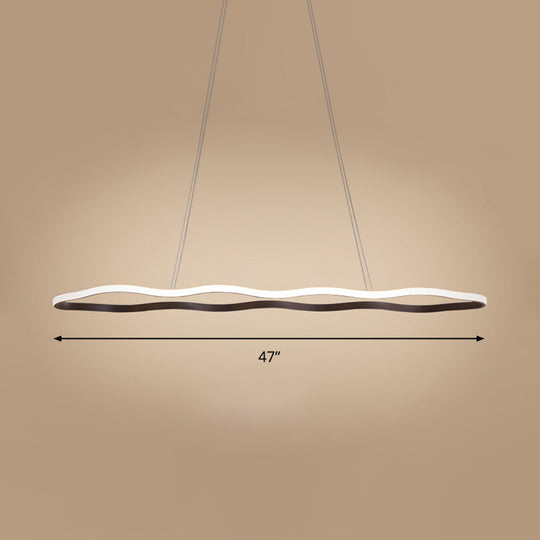 Modern Acrylic Coffee Wave Hanging Led Ceiling Light - 23.5’/36.5’/47’ Wide Warm/White