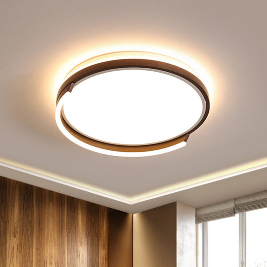 Contemporary Circular Metal Flush Mount Lamp - Coffee 16/19.5 Wide Led Ceiling Lighting White/3