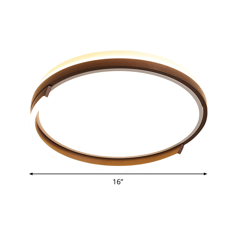 Contemporary Circular Metal Flush Mount Lamp - Coffee 16’/19.5’ Wide Led Ceiling Lighting