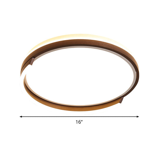Contemporary Circular Metal Flush Mount Lamp - Coffee 16’/19.5’ Wide Led Ceiling Lighting