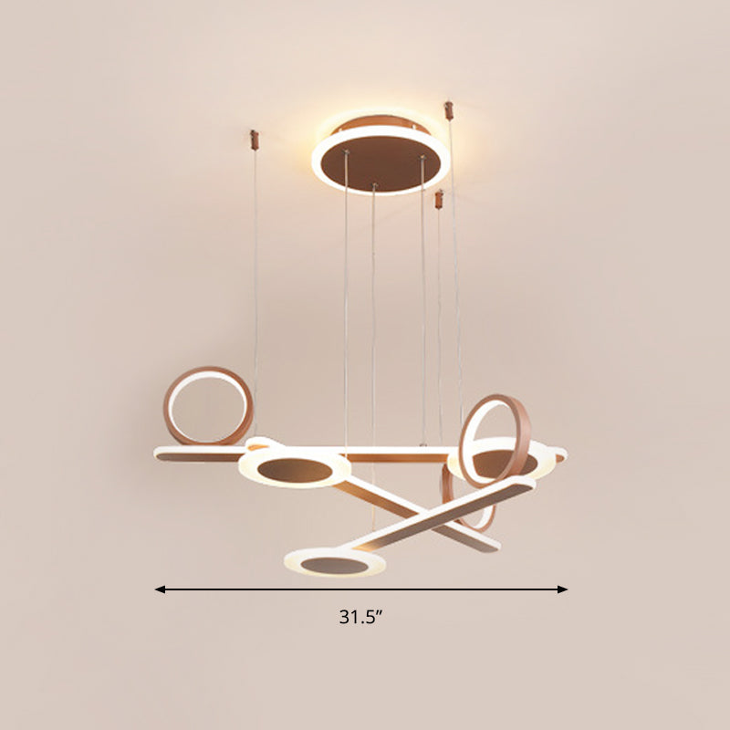 Contemporary Acrylic Led Chandelier: Coffee Ring Pendant Light In Warm/White 31.5’/39’ Wide