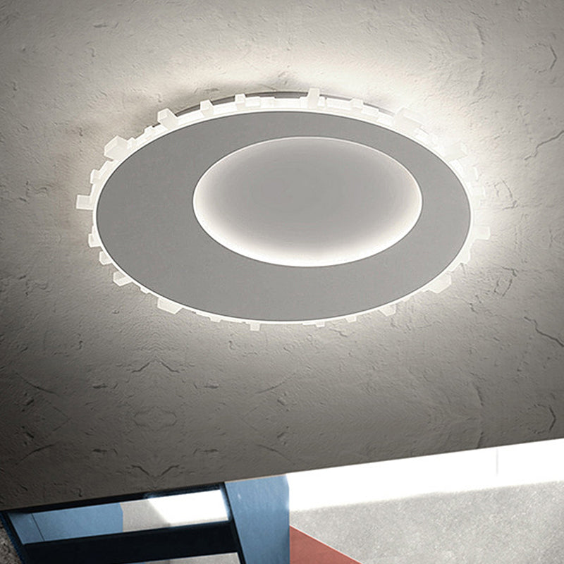 Sleek White Circle Flush Mount Led Ceiling Light Fixture - Minimalist Acrylic Design Warm