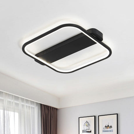 Modern Black Led Ceiling Fixture - 16.5/20.5 Minimalist Square Style Acrylic Flush Mount Lamp With 3