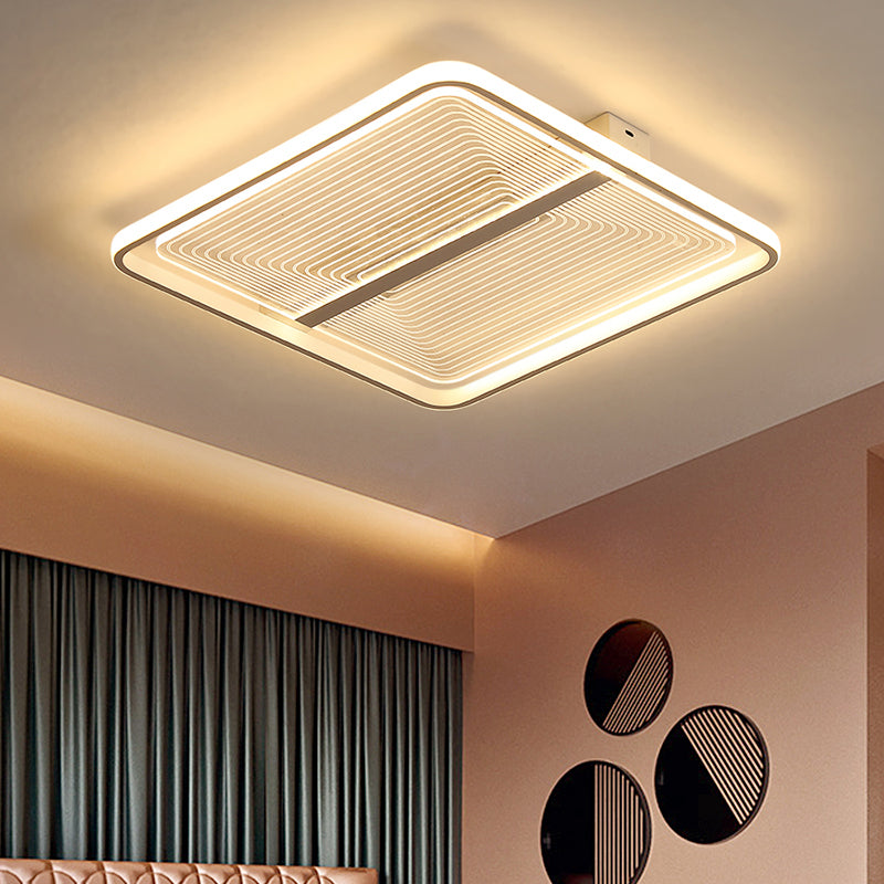 Modern Acrylic Square Flush Mount Lamp - White Ceiling Light Fixture With Warm/White