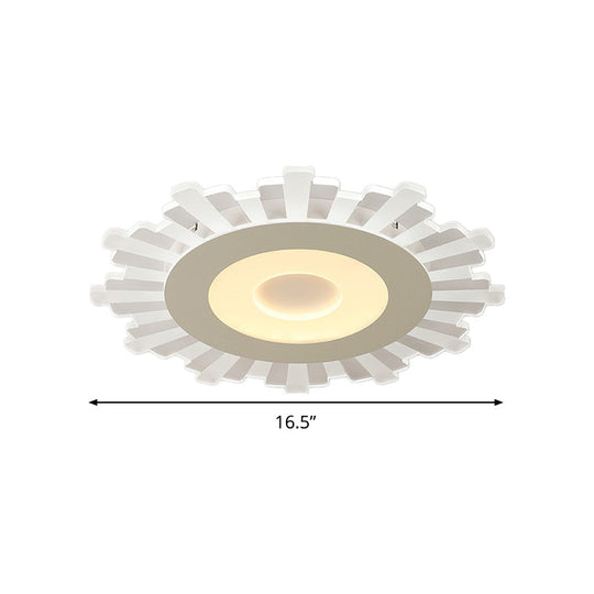 Minimalist Acrylic Sun Ceiling Light: Led Flush Mount 3 Light Options 16.5-24.5 Wide White Finish
