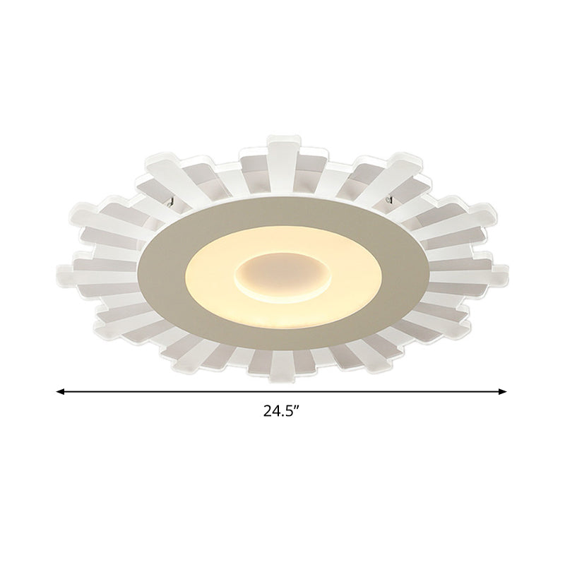 Minimalist Acrylic Sun Ceiling Light: Led Flush Mount 3 Light Options 16.5’ - 24.5’ Wide White