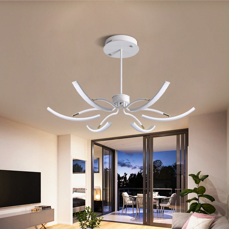 Sputnik Chandelier Light Fixture - Acrylic 6/10 Lights White Pendant In Warm/White