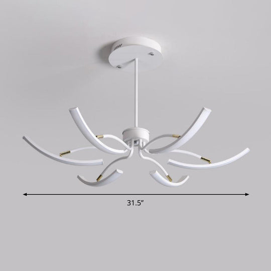 Sputnik Chandelier Light Fixture - Acrylic 6/10 Lights White Pendant In Warm/White