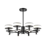 6/8-Light Modern Black Led Chandelier With Drum Acrylic Shade For Living Room 3 Color Light Options