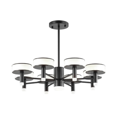 6/8-Light Modern Black Led Chandelier With Drum Acrylic Shade For Living Room 3 Color Light Options