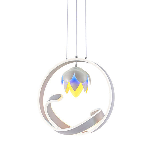 Lotus Hanging Pendant Led Chandelier: Modern Style For Dining Room Décor In White